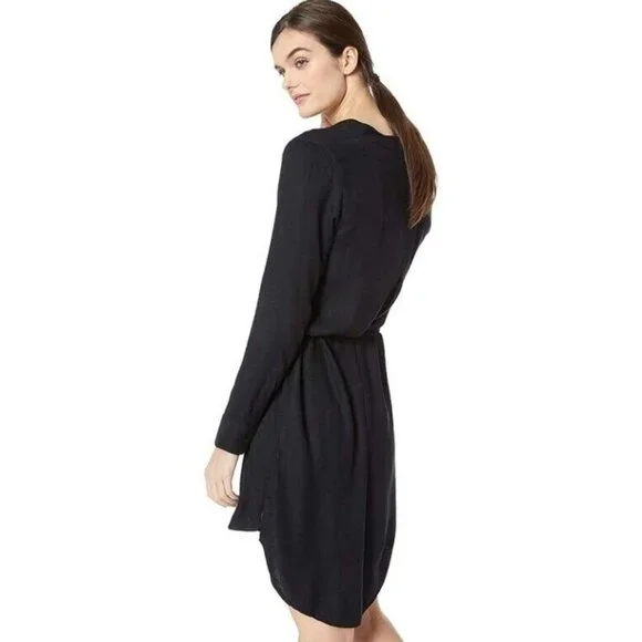 Mountain Khakis Josie Dress Womens Large 3 Button 1/4 Placket Wrap Waist Black - Picture 4 of 5